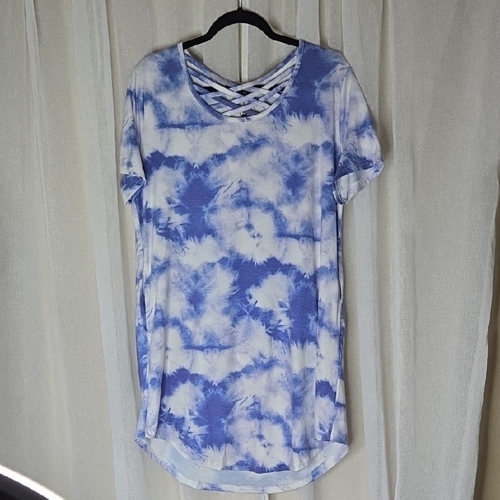 Blue Tie-Dye Midi Dress